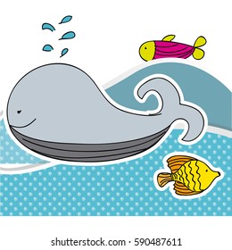 color aquatic animals in the sea icon, vecto illustraction design image