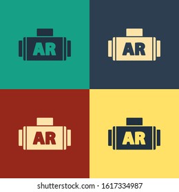 Color Ar, augmented reality icon isolated on color background. Vintage style drawing. Vector Illustration