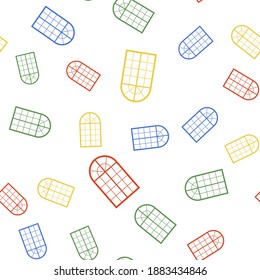 Icono de la ventana de color con arco aislado patrón sin fisuras en fondo blanco. Vector.