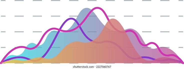 Color area chart infographic element. Data distribution