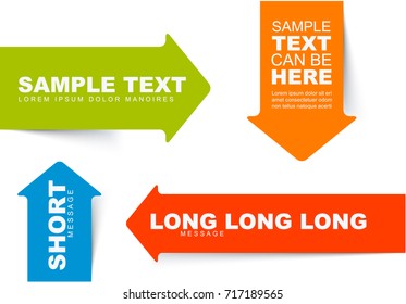 Color arrow bookmarks templates with realistic shadow pointing at the content