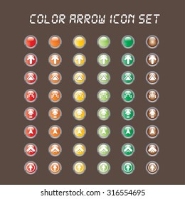 Color Arrow button icon set