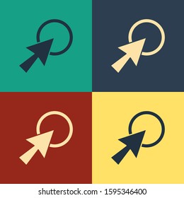 Color Arrow cursor icon isolated on color background. Vintage style drawing. Vector Illustration
