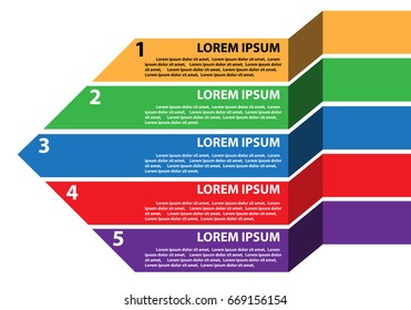 Color arrow info graph step design on white background vector illustration.