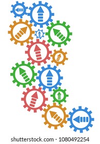 color arrow mechanism gears background
