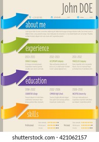 Color arrow ribbons cv resume curriculum vitae template design