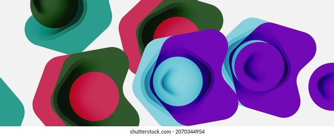 Color arrow shapes on white backdrop. Minimal geometric abstract background. Vector illustration for wallpaper banner background or landing page