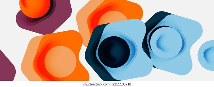 Color arrow shapes on white backdrop. Minimal geometric abstract background. Vector illustration for wallpaper banner background or landing page