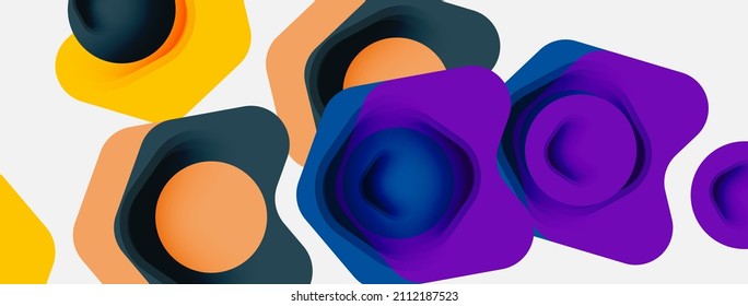 Color arrow shapes on white backdrop. Minimal geometric abstract background. Vector illustration for wallpaper banner background or landing page