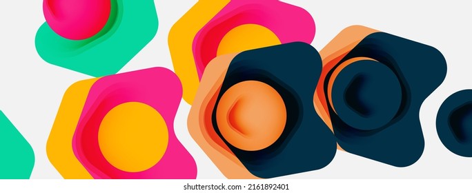 Color arrow shapes on white backdrop. Minimal geometric abstract background. Vector illustration for wallpaper banner background or landing page