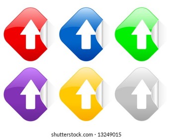 Color arrow up square stickers. Vector illustration