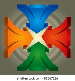 Color arrows with abstract background with circle