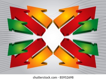 Color arrows with abstract background with shape