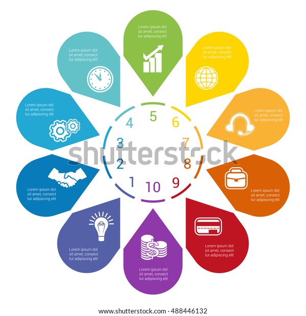 Color Arrows Arranged Circle Pointing Inside Stock Vector