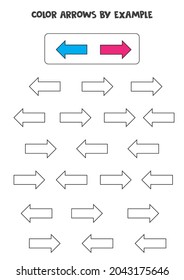 Color arrows by scheme. Educational math game for kids.