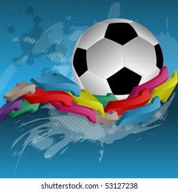 Color arrows and football on a abstract background