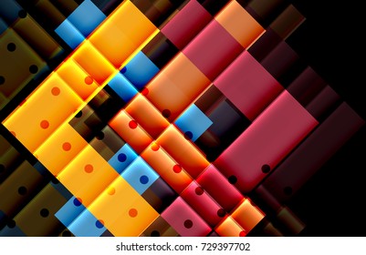 Flechas de color sobre fondo negro. Ilustración del vector