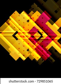 Flechas de color sobre fondo negro. Ilustración del vector