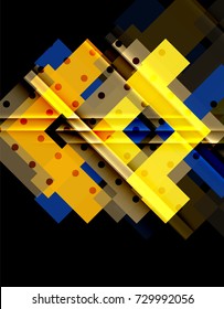 Color arrows on black background. Vector illustration
