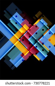 Flechas de color sobre fondo negro. Ilustración del vector