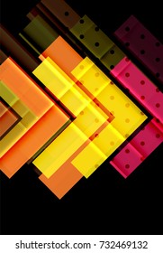 Flechas de color sobre fondo negro. Ilustración del vector