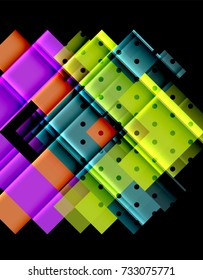 Color arrows on black background. Vector illustration