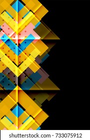 Flechas de color sobre fondo negro. Ilustración del vector