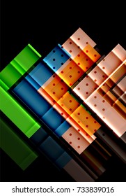 Flechas de color sobre fondo negro. Ilustración del vector