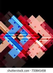 Flechas de color sobre fondo negro. Ilustración del vector