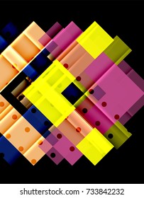 Color arrows on black background. Vector illustration