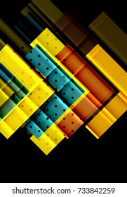 Flechas de color sobre fondo negro. Ilustración del vector
