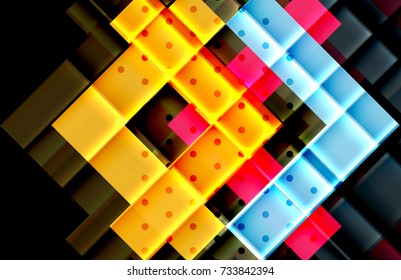 Flechas de color sobre fondo negro. Ilustración del vector