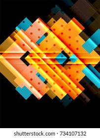 Flechas de color sobre fondo negro. Ilustración del vector