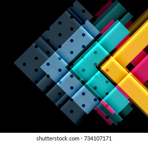 Color arrows on black background. Vector illustration