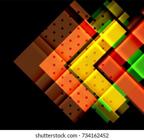 Color arrows on black background. Vector illustration