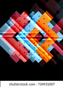 Color arrows on black background. Vector illustration