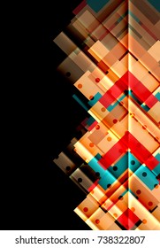 Flechas de color sobre fondo negro. Ilustración del vector