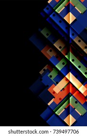 Color arrows on black background. Vector illustration