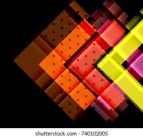 Color arrows on black background. Vector illustration