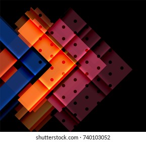 Color arrows on black background. Vector illustration