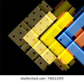 Color arrows on black background. Vector illustration