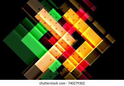 Color arrows on black background. Vector illustration