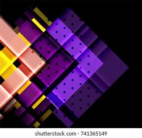 Color arrows on black background. Vector illustration