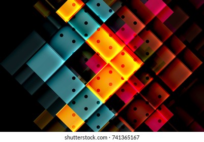 Color arrows on black background. Vector illustration