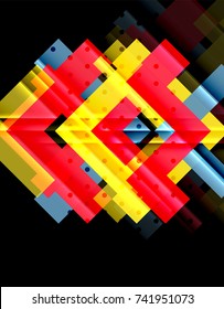 Color arrows on black background. Vector illustration