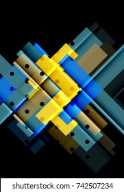 Color arrows on black background. Vector illustration