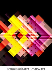 Color arrows on black background. Vector illustration