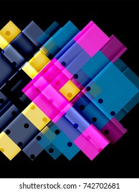 Flechas de color sobre fondo negro. Ilustración del vector