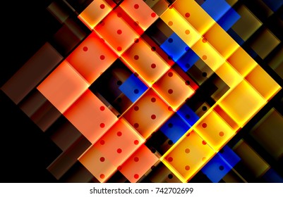 Flechas de color sobre fondo negro. Ilustración del vector