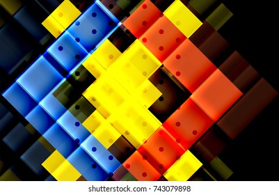Color arrows on black background. Vector illustration